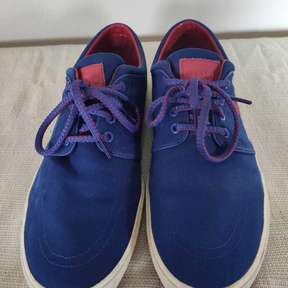 Polo Ralph Lauren Blue Sneakers with Red Accents